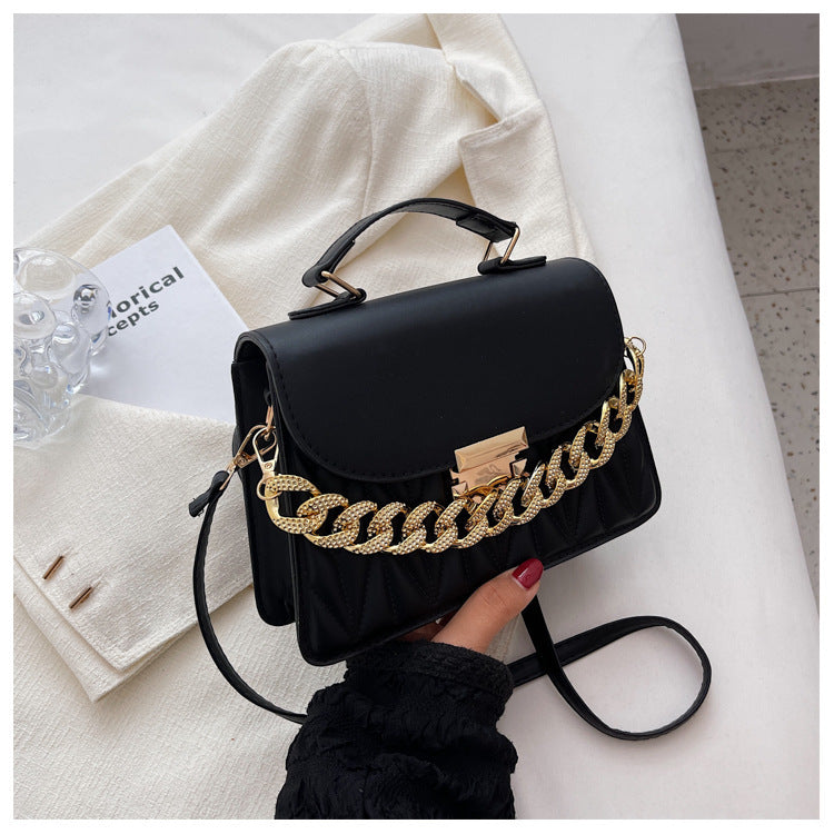 Bolso bandolera femenino y moderno de estilo occidental con hombro portátil y cadena