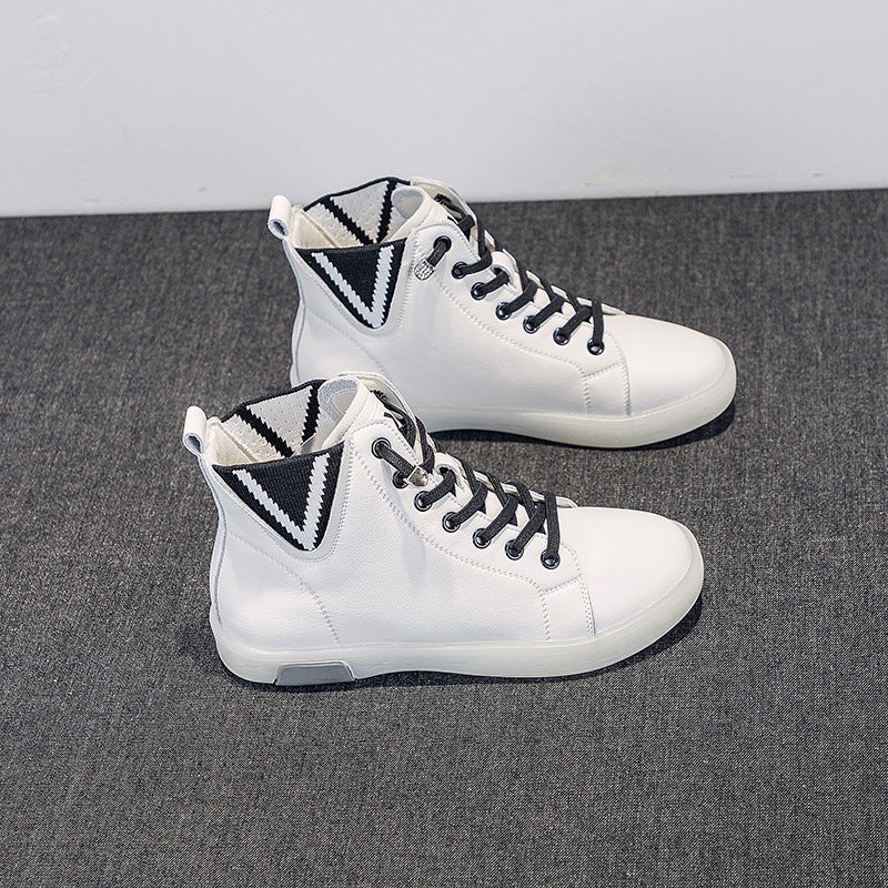 Bottes courtes pour femmes doublées de polaire chaussures blanches fond souple décontracté plat