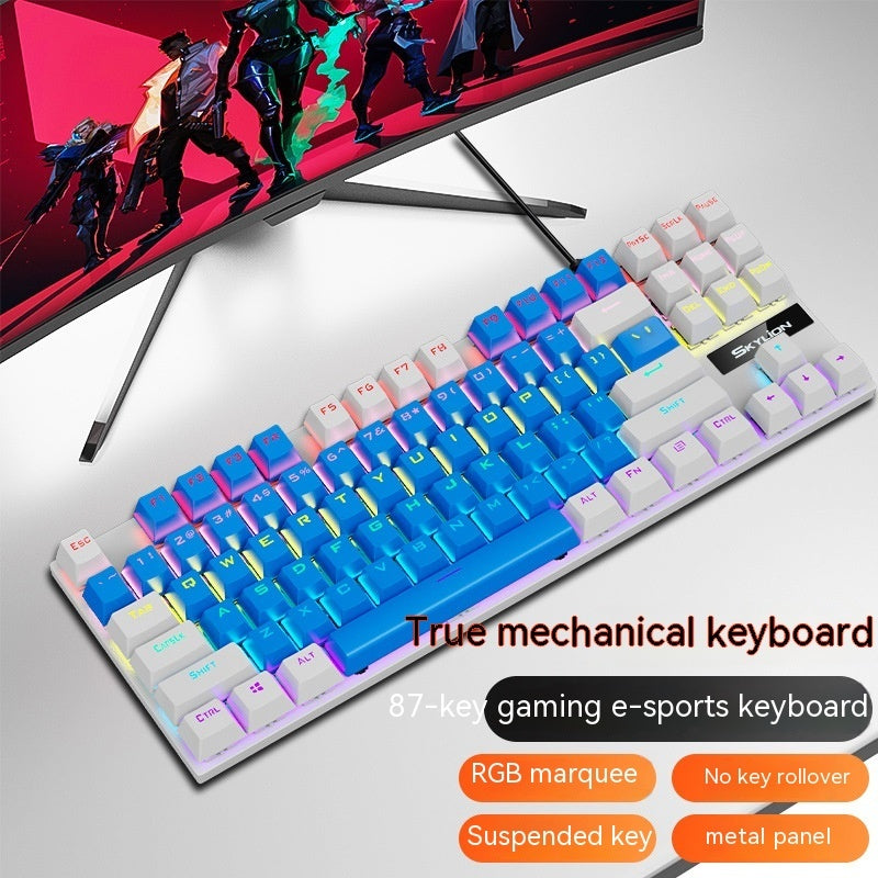 Teclado con cable mecánico K87, eje verde, eje rojo