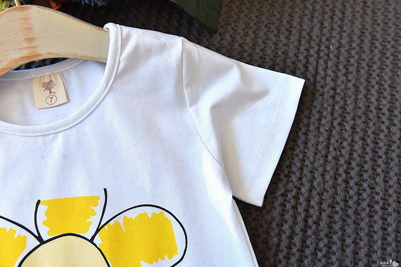 Vêtements d'été deux pièces pour filles, T-shirt à manches courtes pour enfants