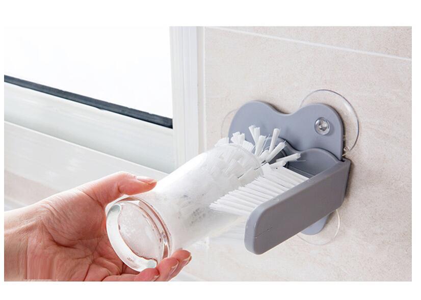 Brosse murale à aspiration créative, brosse de nettoyage de verre, tasse rotative de cuisine, tasse de thé, brosse de tasse