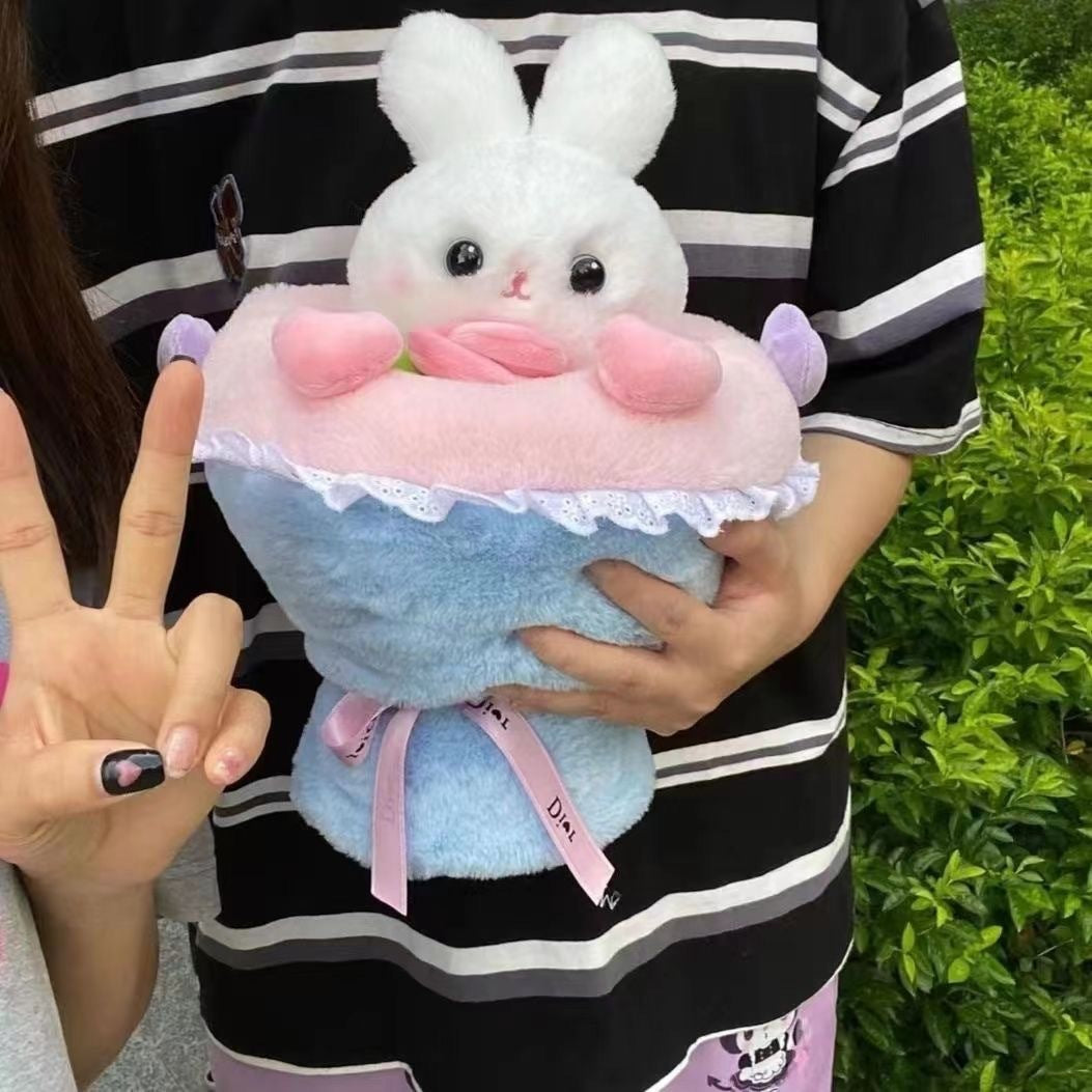 Poupée en peluche de dessin animé de lapin Bouquet