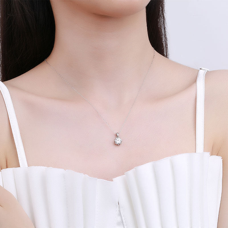 Six-pointed Zircon Pendant Necklace