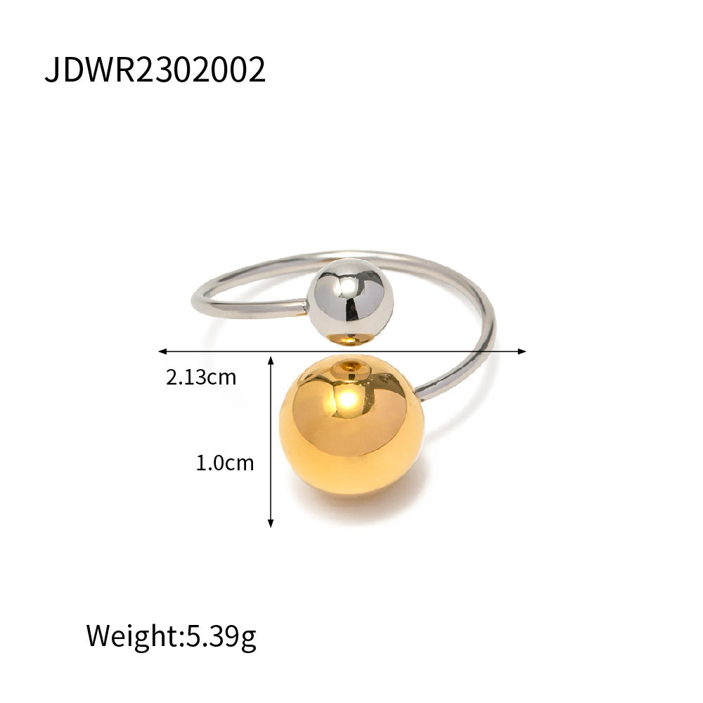 Bague de personnalité sphérique pour femme, anneau à bille en acier doré, anneau à sens élevé