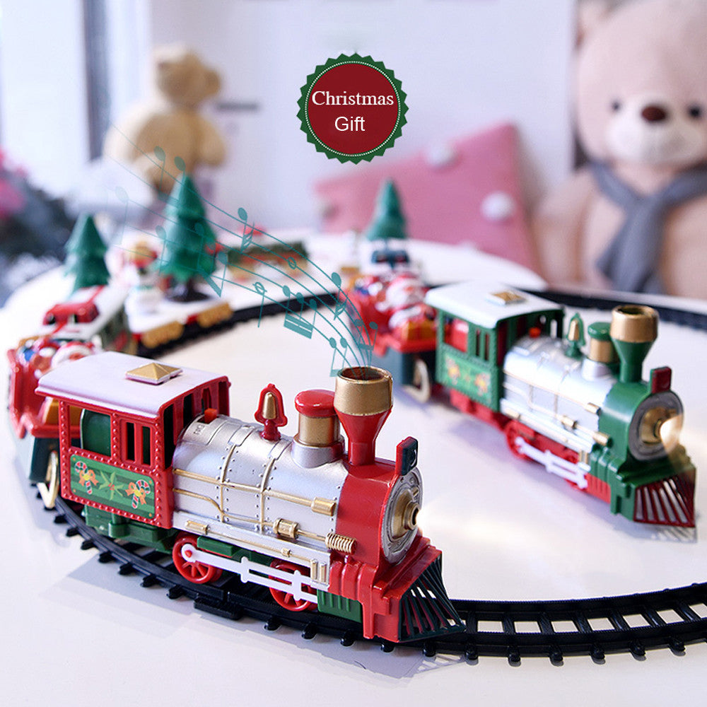 Ensemble de Train jouet avec lumières et sons, ensemble de Train de noël, voies ferrées, jouets à piles