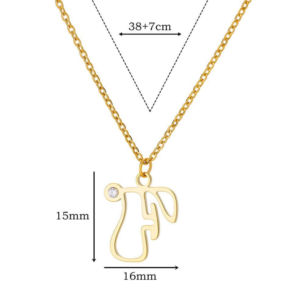 Collier avec pendentif en forme de lettre creuse Simple pour filles, ornement en acier inoxydable
