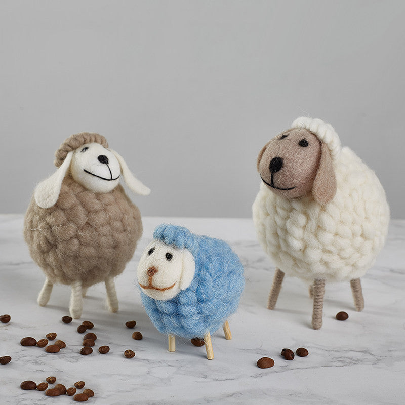 Figurines miniatures de mouton en feutre, décoration de la maison, fournitures de fête de vacances, accessoires