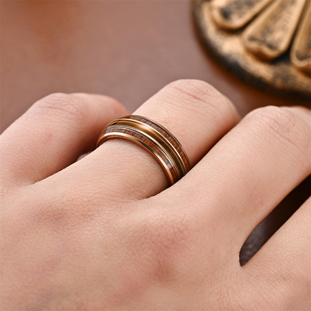 Fashion New Double Wood Grain Ring