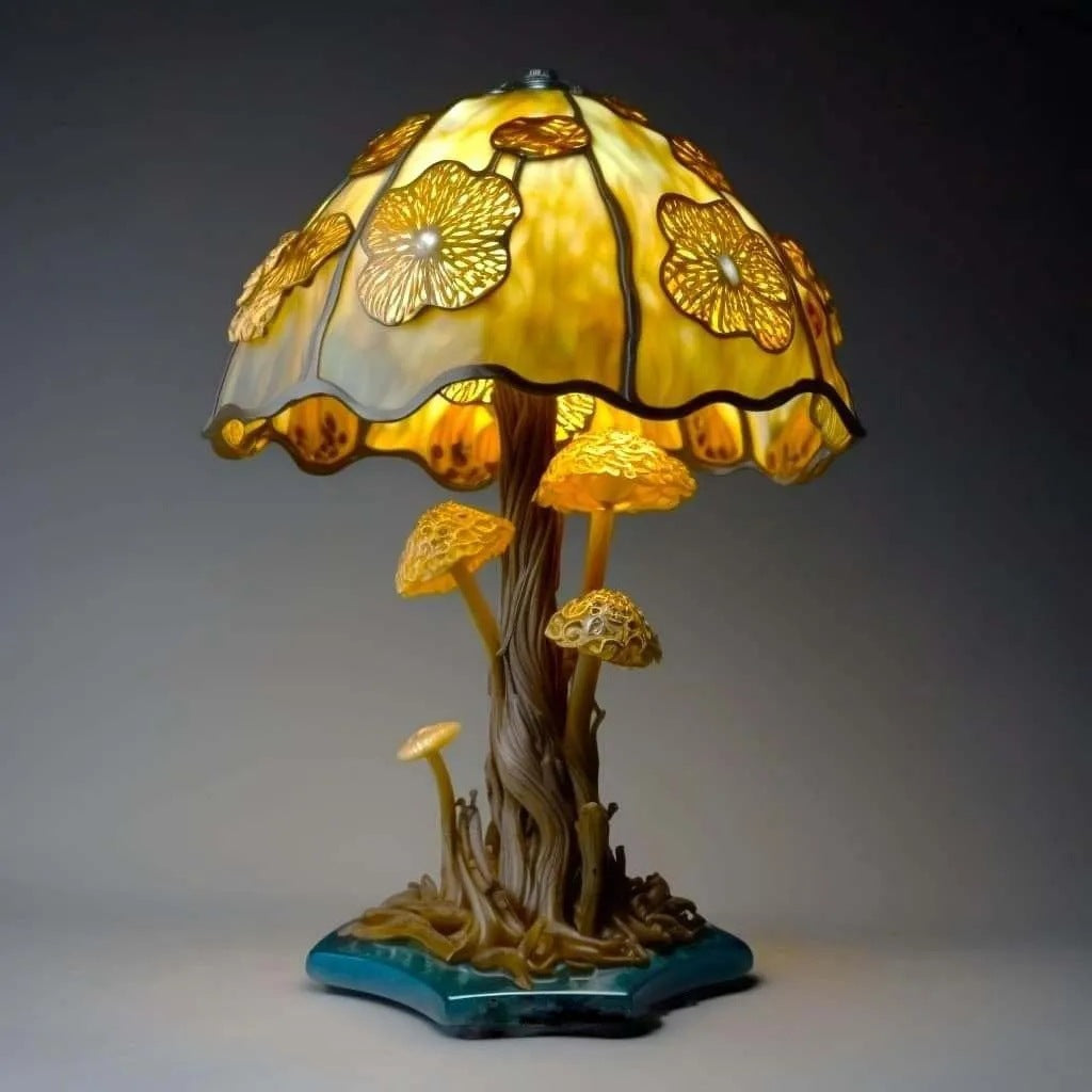 Lampe de bureau série plante en verre coloré