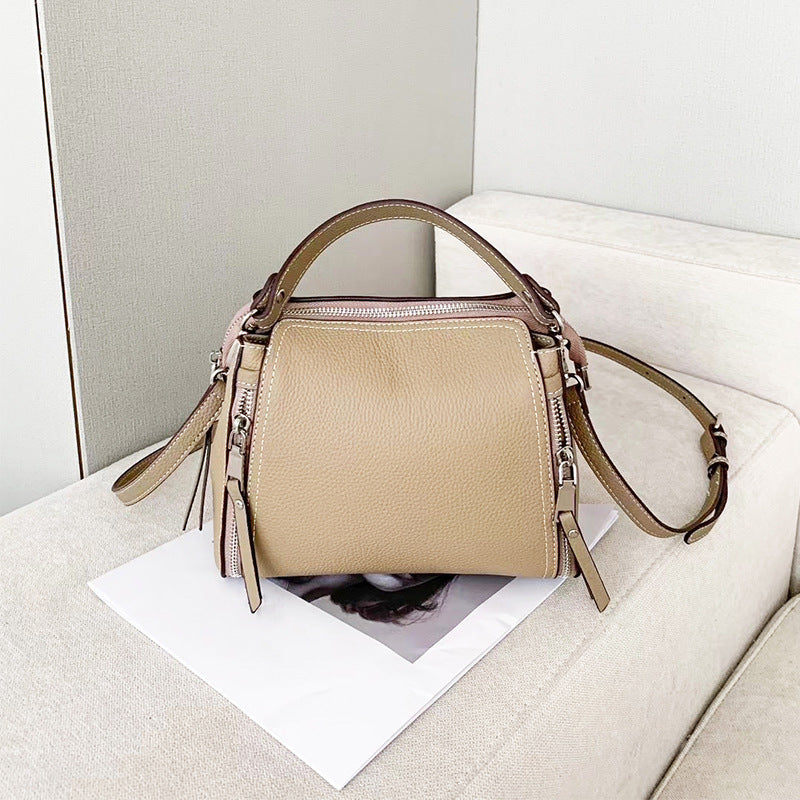 Cowhide Women's One Shoulder Crossbody Bag Is Fashionable And Versatile