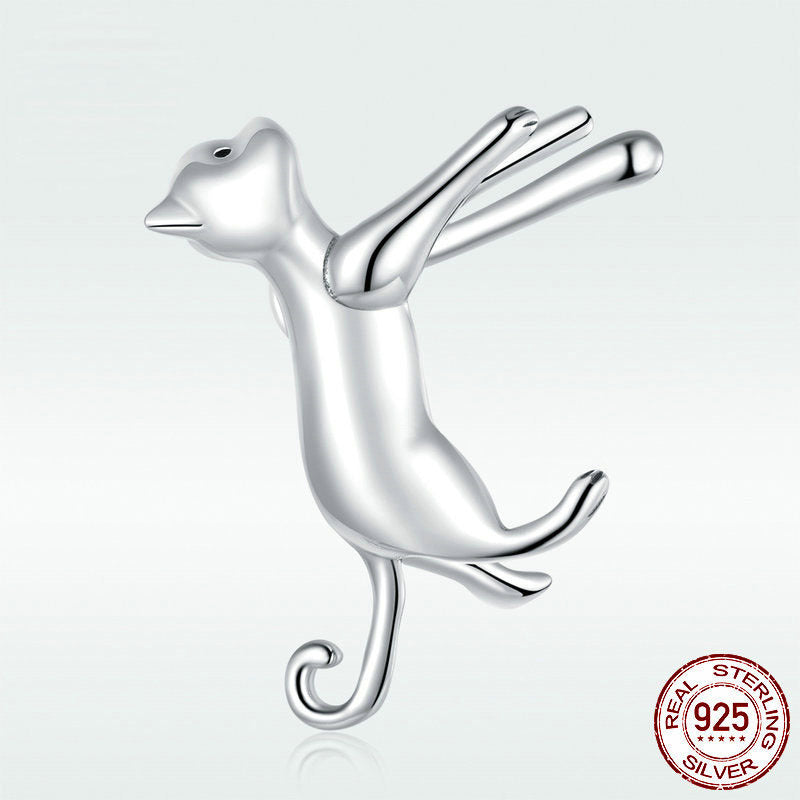 Boucles d'oreilles simples en argent sterling S925 pour filles, chaton mignon