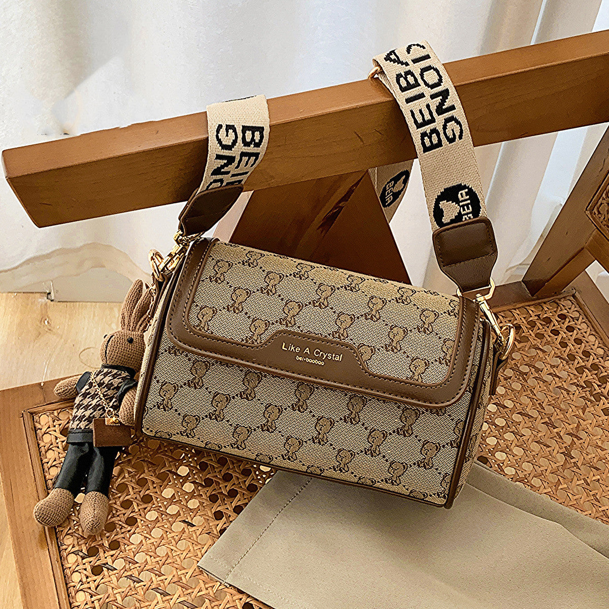 Bolso Cuadrado Pequeño Oso Lindo Bolso De Hombro Simplicidad Original