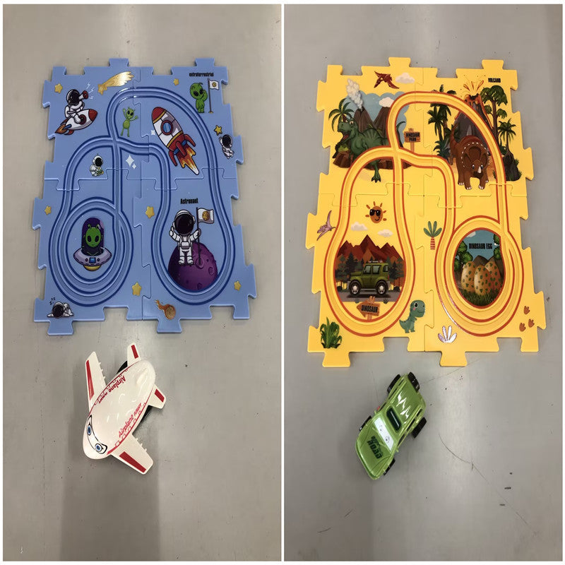 Puzzle pour enfants, vitesse de chemin de fer électrique, assemblage de voiture électrique automatique, scène de ville, Construction, jouet éducatif, cadeau