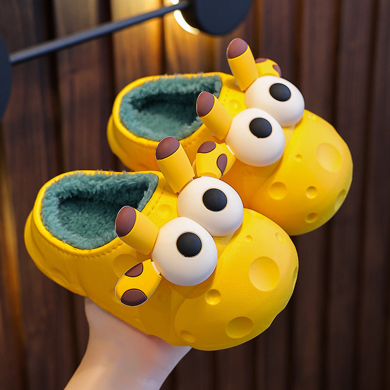 Pantoufles en coton pour bébés, pantoufles en coton pour garçons et filles, chaudes avec velours, pantoufles en coton pour enfants