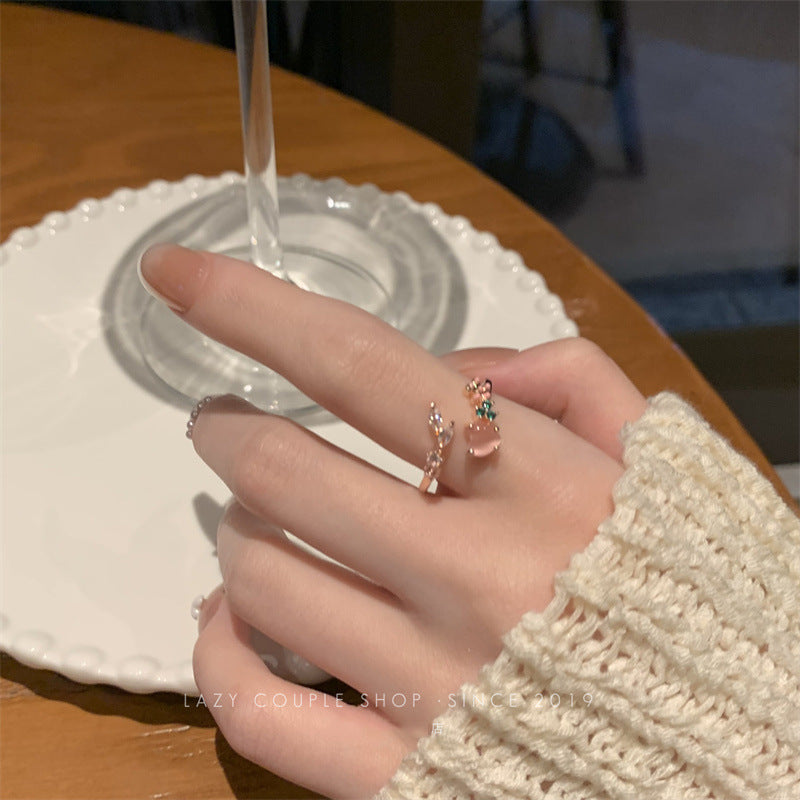 Anillo de piedra Natural ámbar estilo Vintage Maillard para mujer temperamento salvaje