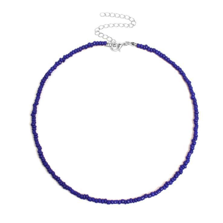 Collier pour femme en perles de verre blanc naturel, doux et simple