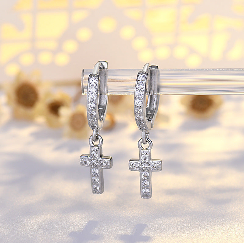 Boucles d'oreilles croisées en Zircon pour femmes