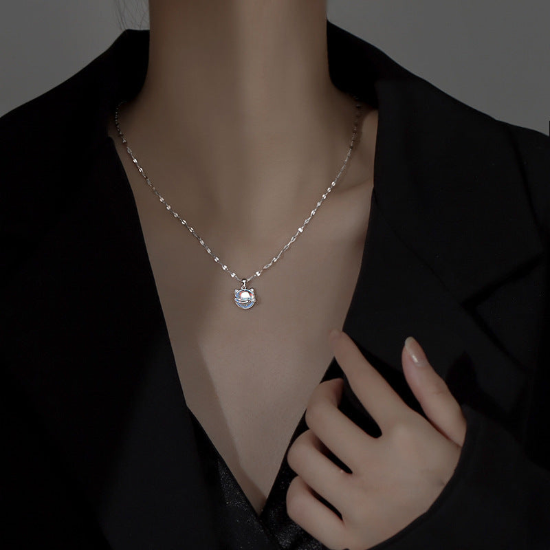 Women's Fashion Fantasy Planet Cat Pendant Necklace
