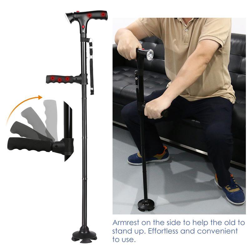 Béquille pliable pliable et réglable, bâton de marche décalé en aluminium léger