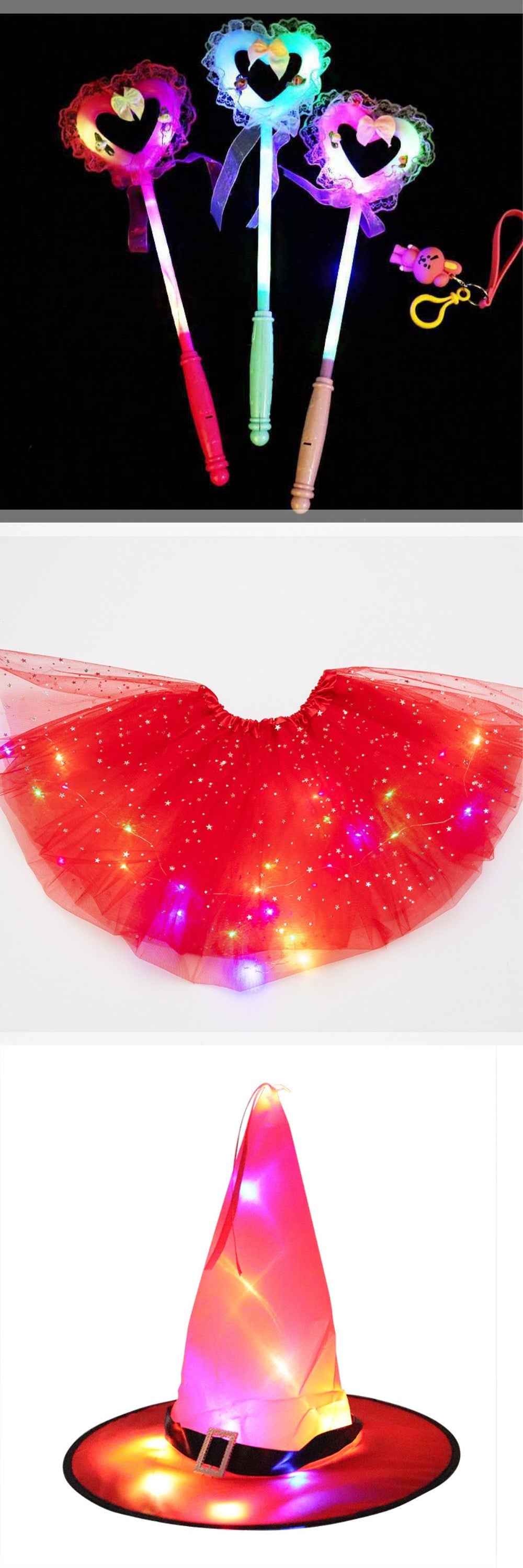 Falda tutú de Halloween de princesa LED mágica y luminosa, falda brillante con lentejuelas
