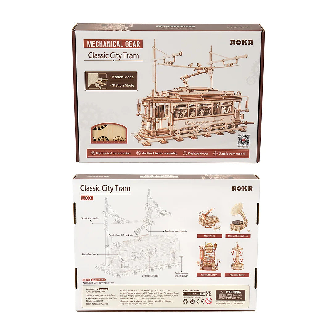 Rokr – Puzzle en bois 3D classique City Tram LK801, jouets de construction, cadeau de noël