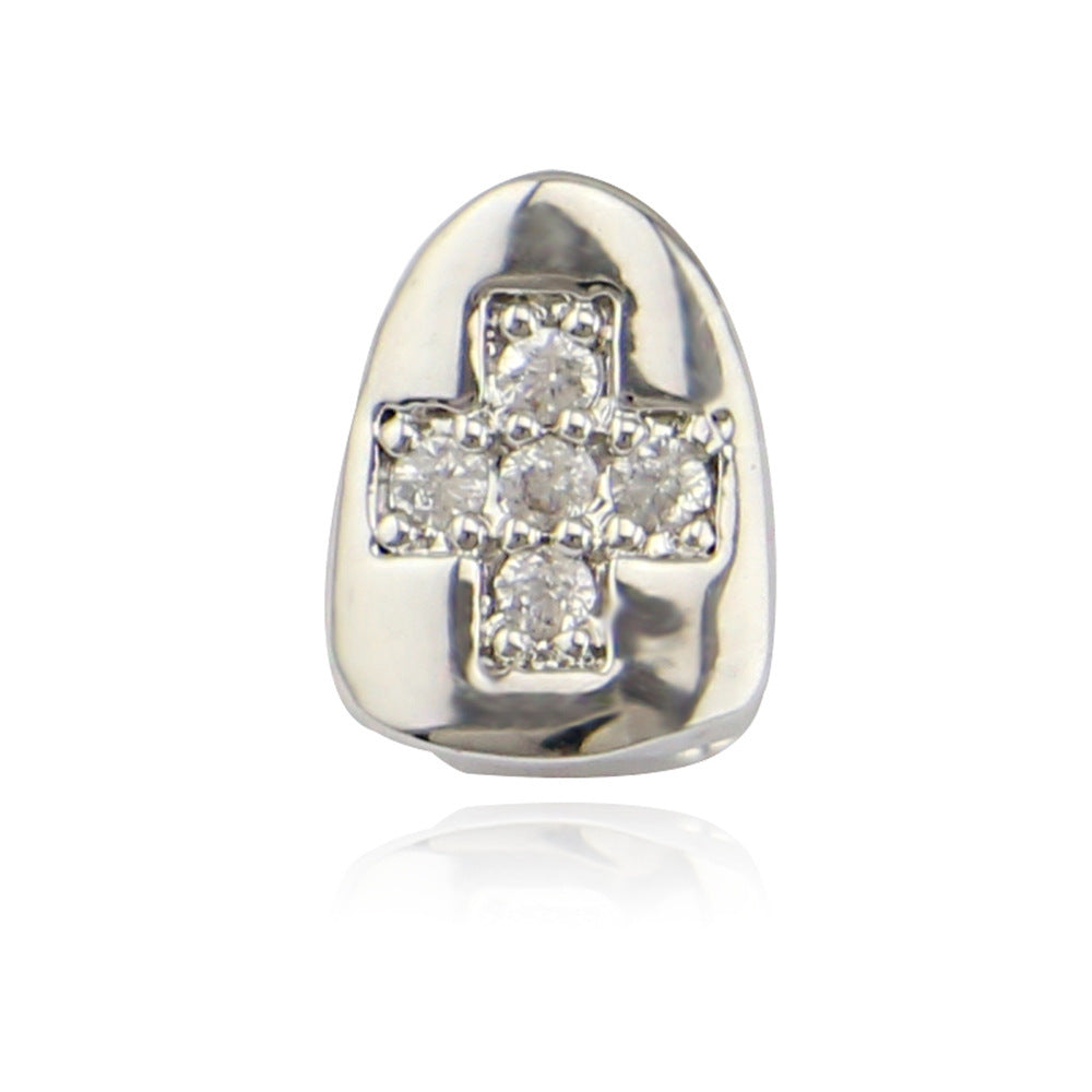 Accessoires de prise de dent Hip Hop en diamant galvanisé simple 18K
