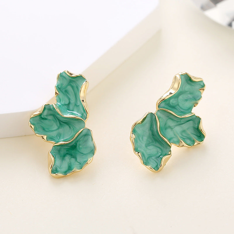 Boucles d'oreilles femelles en forme de feuille d'érable, goutte à goutte, fleur d'huile