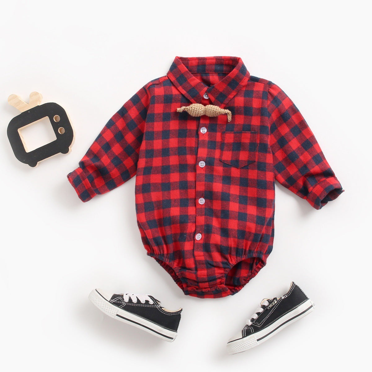 Ropa infantil Otoño e Invierno Plaid Baby Boy Romper 
