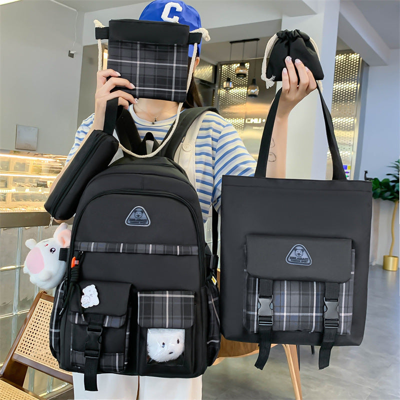 Ensemble de cinq pièces de sac à dos de style Preppy mignon