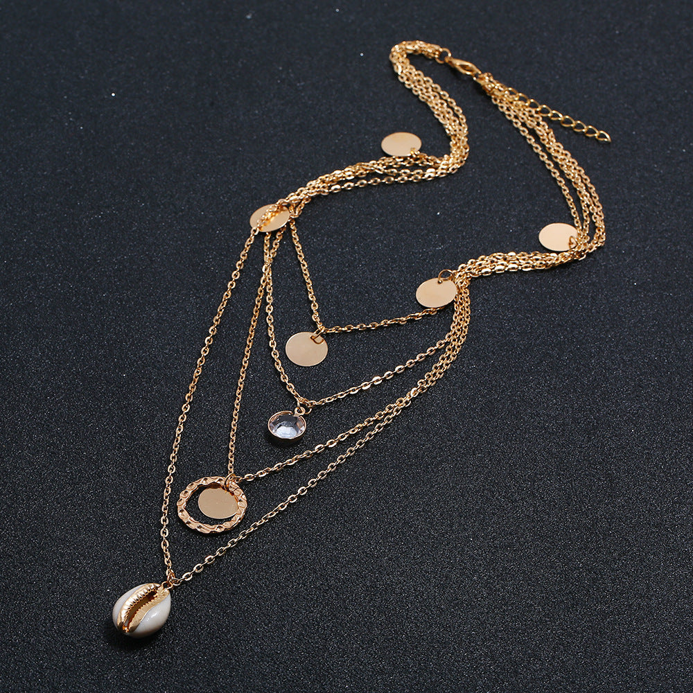 Fashion Metal Wafer Shell Necklace
