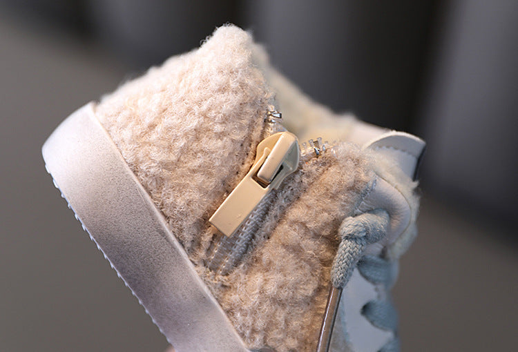 Deux baskets en coton et chaussures rembourrées en velours pour filles, chaussures blanches en coton