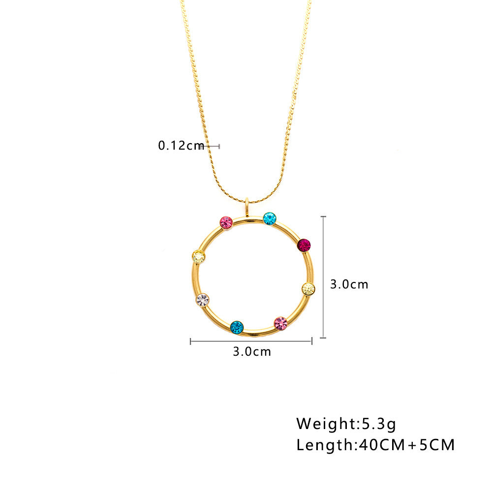 Cadena de suéter con colgante de circonio de color con incrustaciones