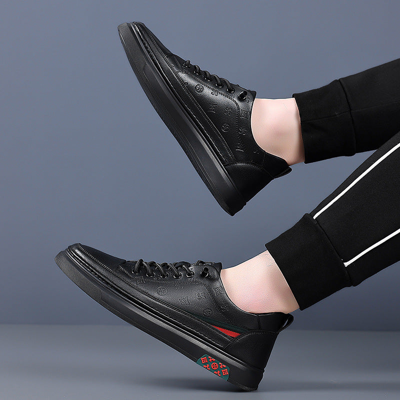Chaussures de mode décontractées à fond souple pour hommes en peau de vache