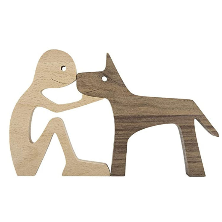 Figurine de chien en bois à faire soi-même, Sculpture de décoration de maison, un homme et un chien, Sculpture en bois, cadeaux de noël, modèle de décoration