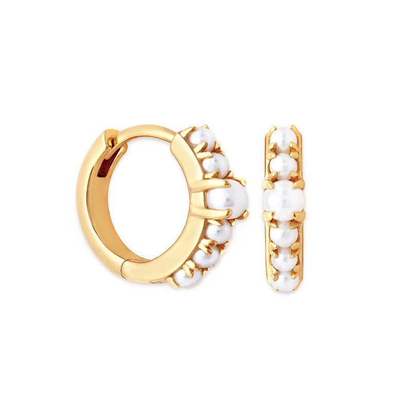 Sterling Silver Needle French Style Pearl Earrings