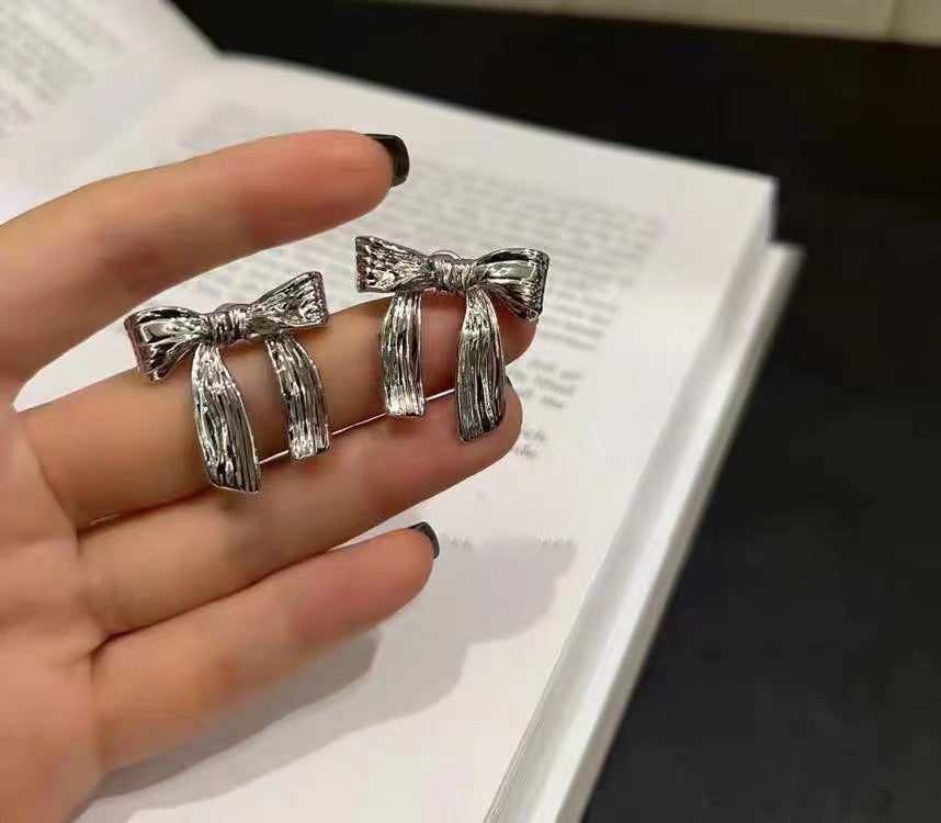 Metal Bow Niche Normcore Bag Earrings