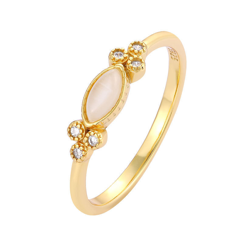 Anillo de mujer de plata de ley 925 chapado en oro de 18 quilates