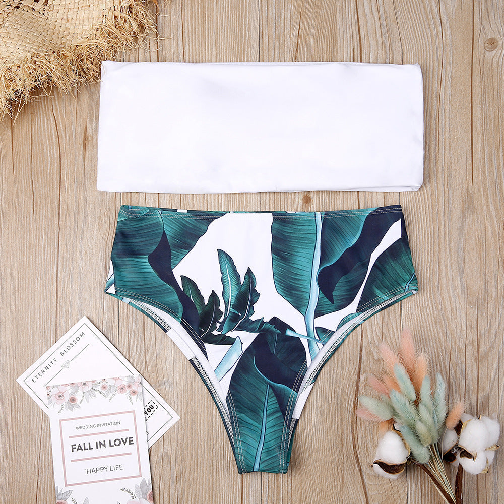 Ensemble Bikini sans bretelles bikini brésilien maillot de bain taille haute maillots de bain Vintage maillot de bain bikini imprimé 