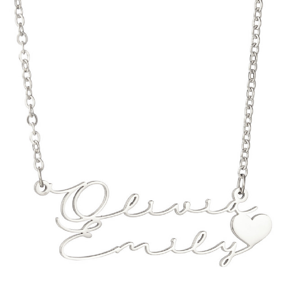 Stainless Steel English Double-layer Pendant Necklace