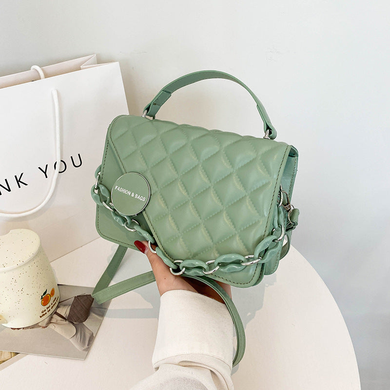 Bolso Cuadrado Pequeño Portátil Rombic Para Mujer Color Sólido