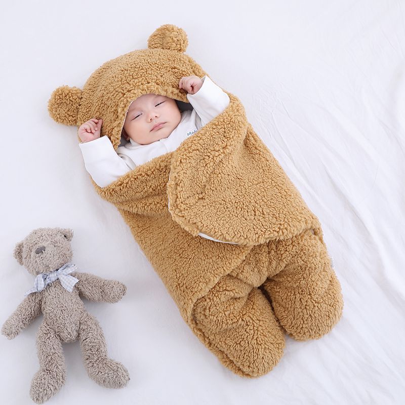 Enveloppe de sac de couchage pour bébé, couverture d'emmaillotage d'hiver pour nouveau-né