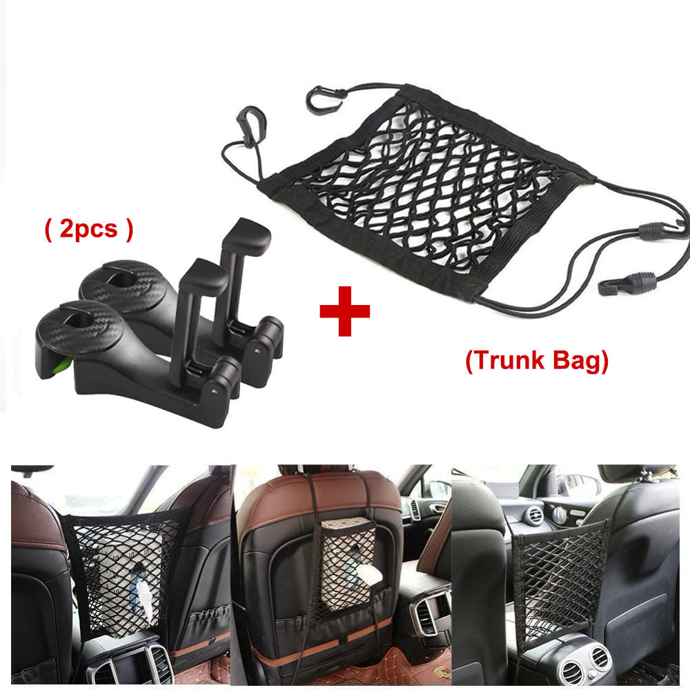 Crochet d'appui-tête de voiture avec support de téléphone, cintre arrière de siège pour sac à main, sac à main, tissu d'épicerie