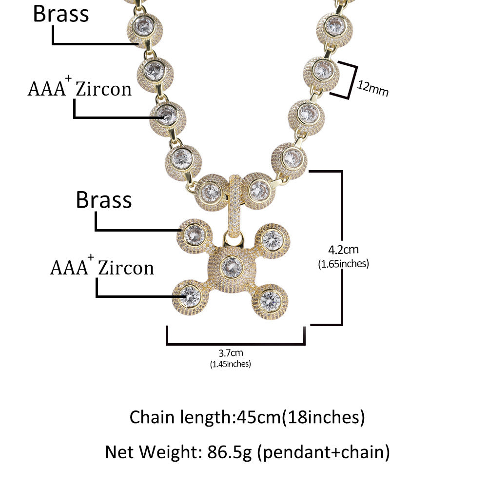 Collier en cuivre incrusté de diamants de Zircon, pendentif d'ornement de rue Cool à la mode