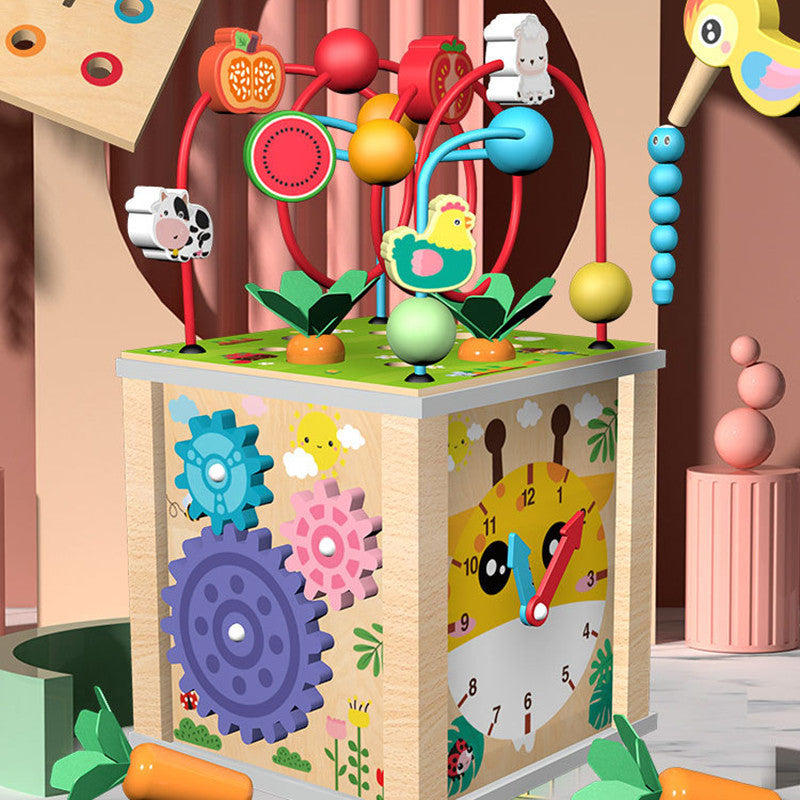 Puzzle multifonctionnel de coffre au trésor en bois pour enfants