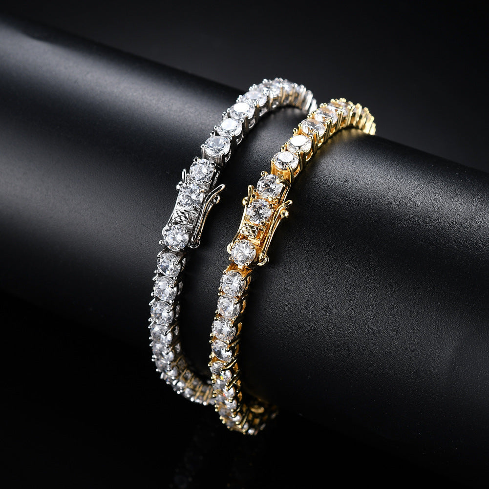 Chaîne de Tennis 3mm 4mm 5mm, cuivre Micro incrusté de Zircon, Bracelet à une rangée, Bracelet Hip Hop