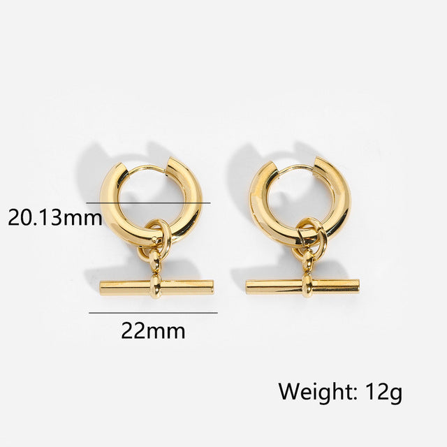 Fashion Simple Style T-shaped Pendant Titanium Steel 18K Gold Plating Basic Chain Necklace