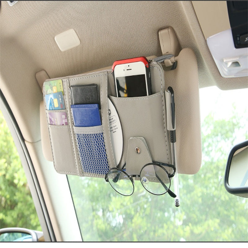 Car sun visor storage bag