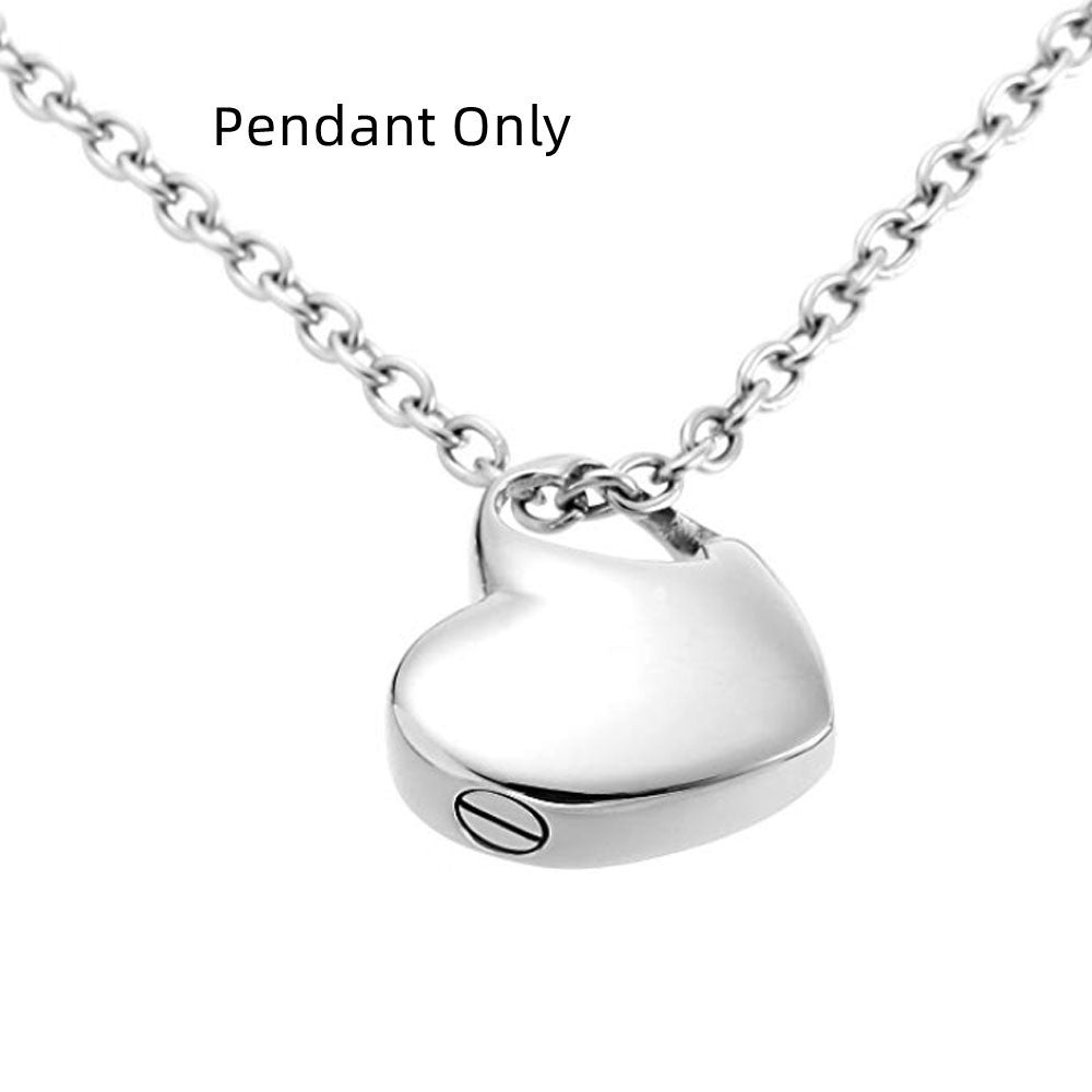 Collier commémoratif avec pendentif en forme de cœur en acier inoxydable