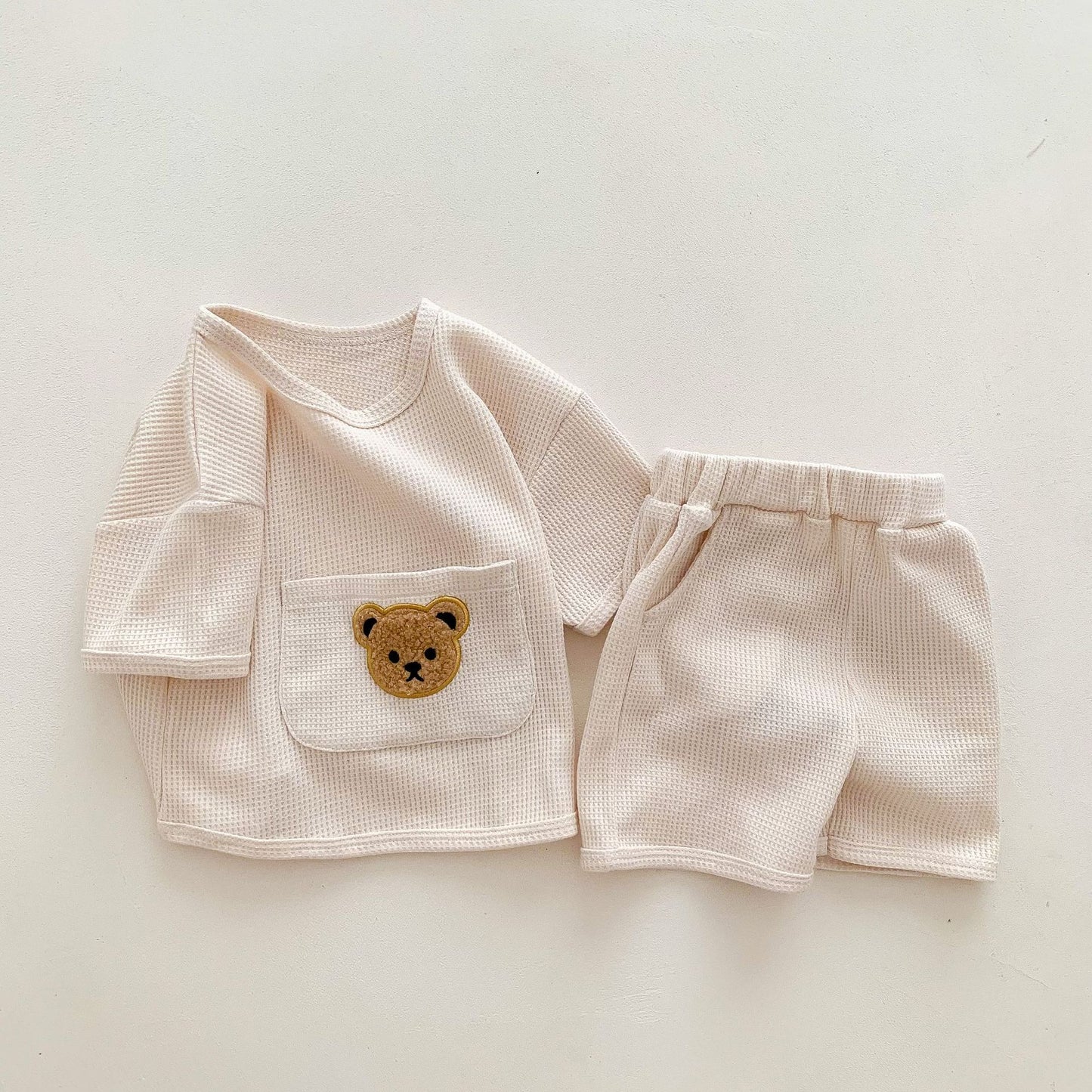Costume unisexe pour bébé, vêtements d'été deux pièces gaufrés