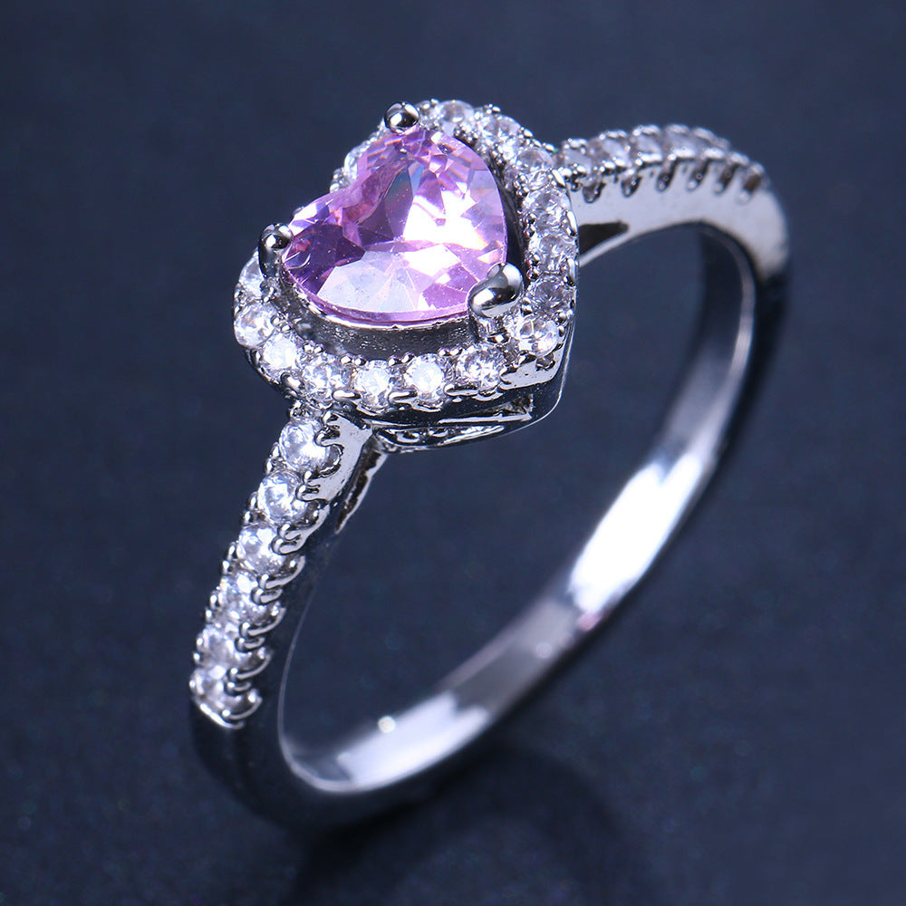 Emerald Loving Heart Zircon Ring For Women